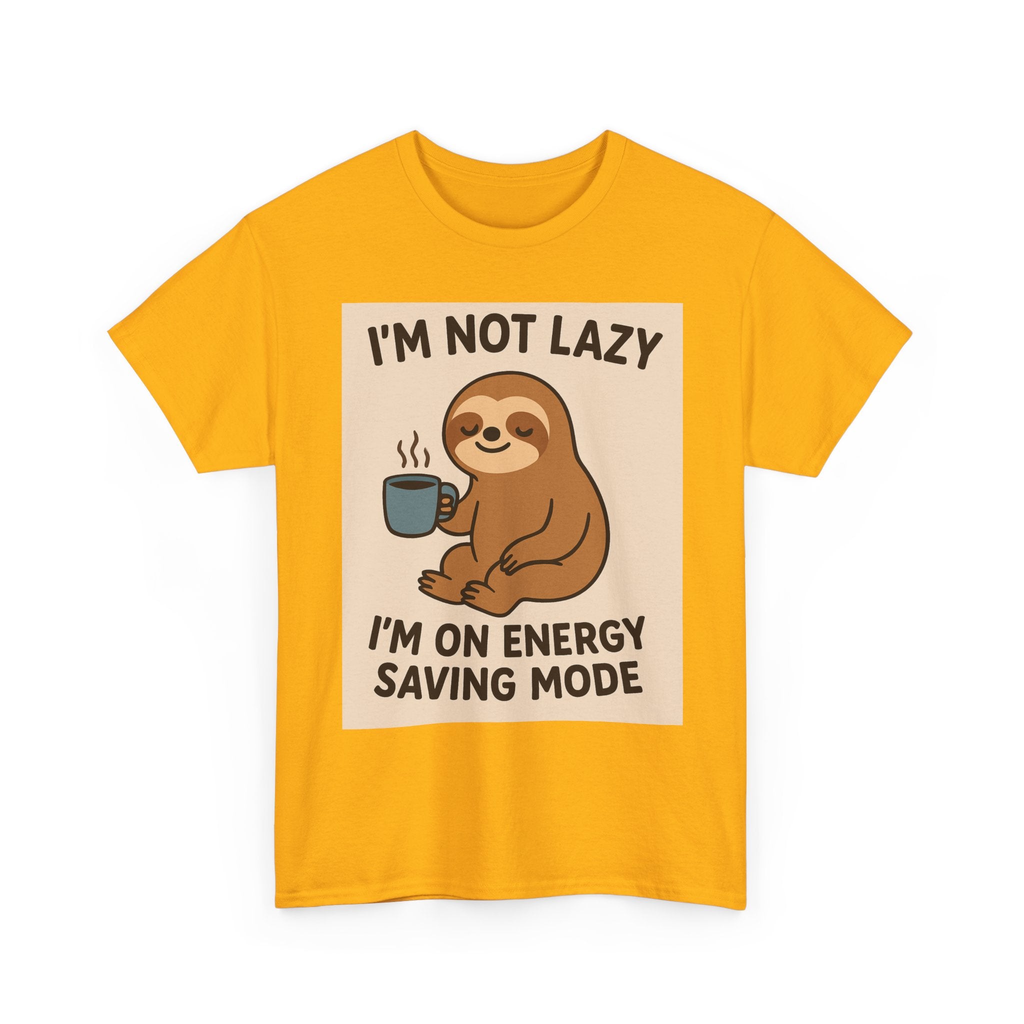 Lazy Sloth Unisex Heavy Cotton Tee | Funny Coffee Shirt, Gifts for Coffee Lovers, Relaxed T-Shirt, Cute Animal Apparel, Everyday Wear