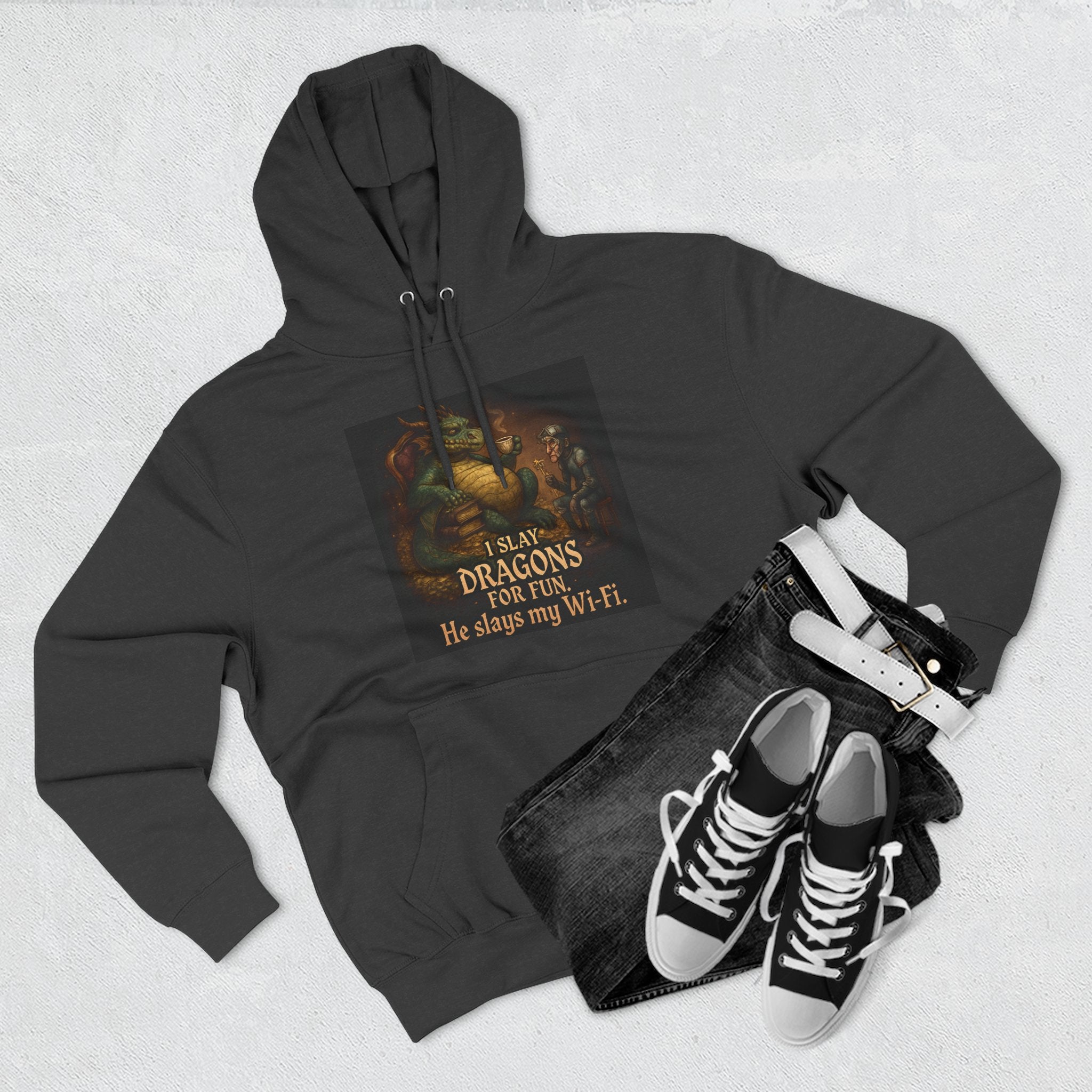Fantasy-Themed Fleece Hoodie, Cozy Gift for Dragon Lovers, Perfect for Any Occasion, Fun Graphic Sweatshirt, Unique Apparel
