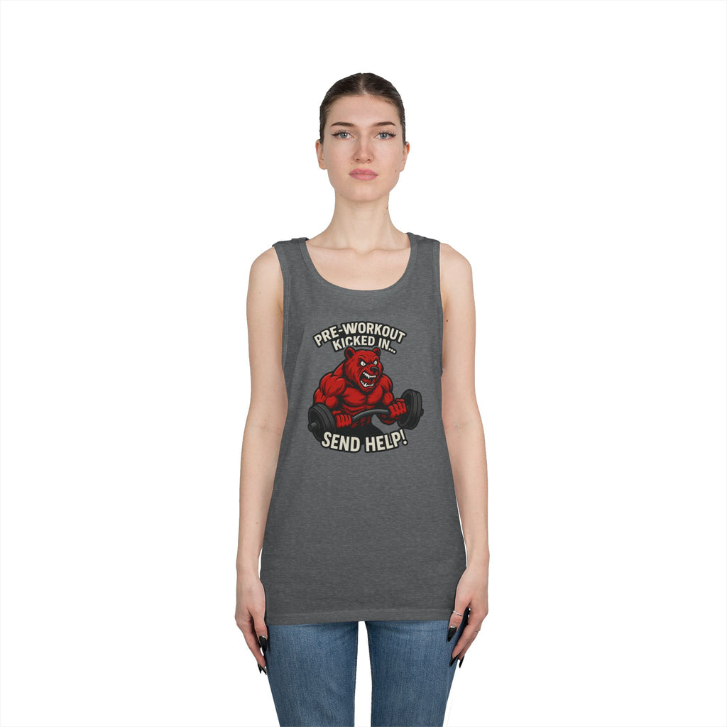 Pre-Workout Kicked In Send Help Tank Top | Fitness Gym Workout Tank