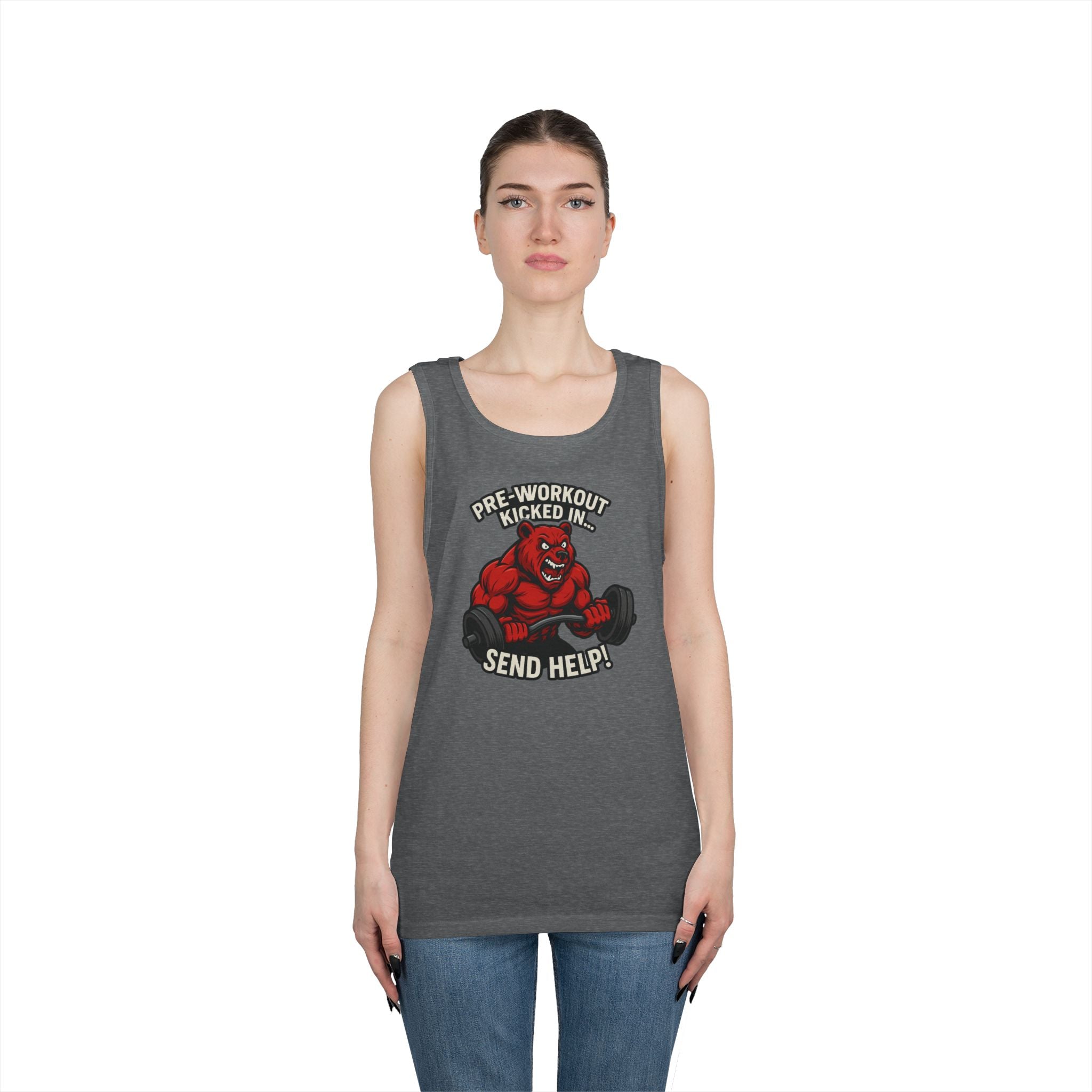 Pre-Workout Kicked In Send Help Tank Top | Fitness Gym Workout Tank