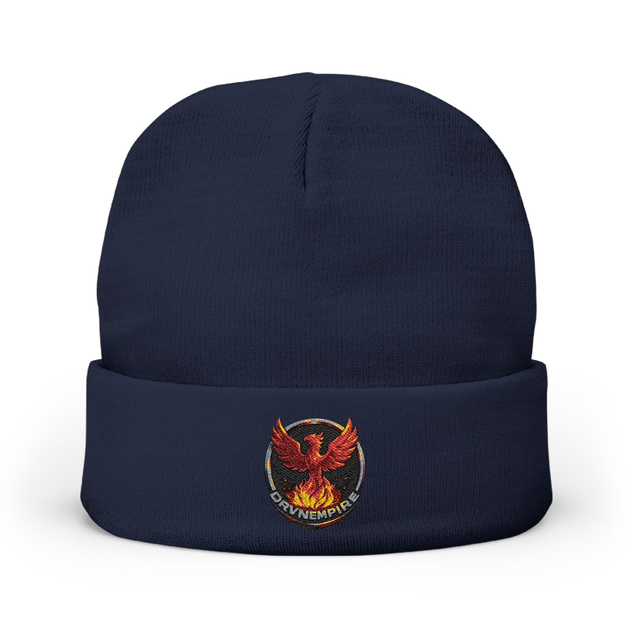 Phoenix Embroidered Knit Beanie — Firebird Patch Winter Hat