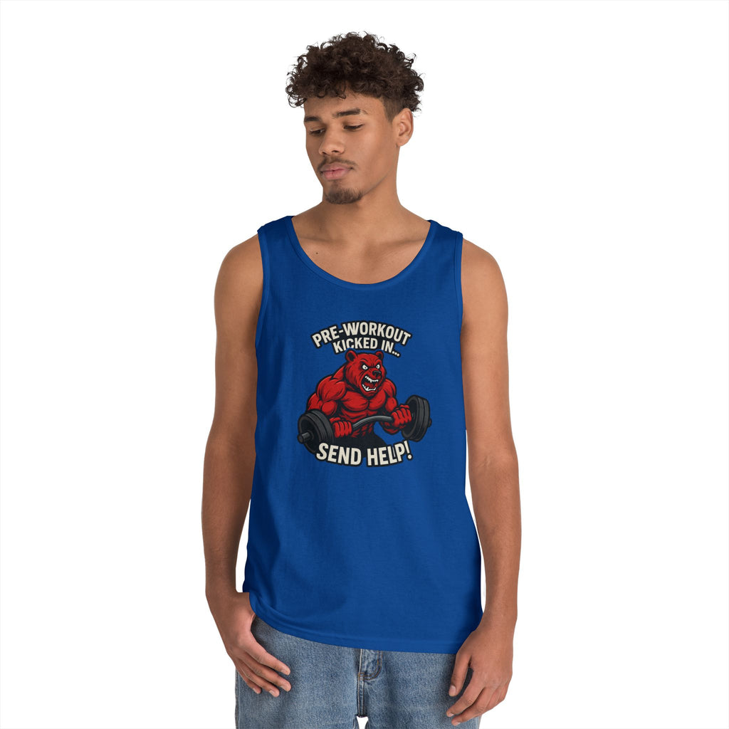 Pre-Workout Kicked In Send Help Tank Top | Fitness Gym Workout Tank