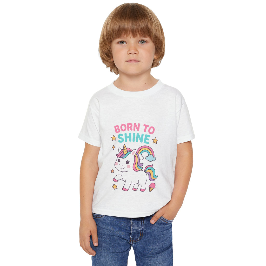 Unicorn Toddler T-Shirt | Born to Shine Kids Tee, Cute Unicorn Tee, Playful Baby Shirt, Birthday Gift for Kids, Rainbow T-shirt