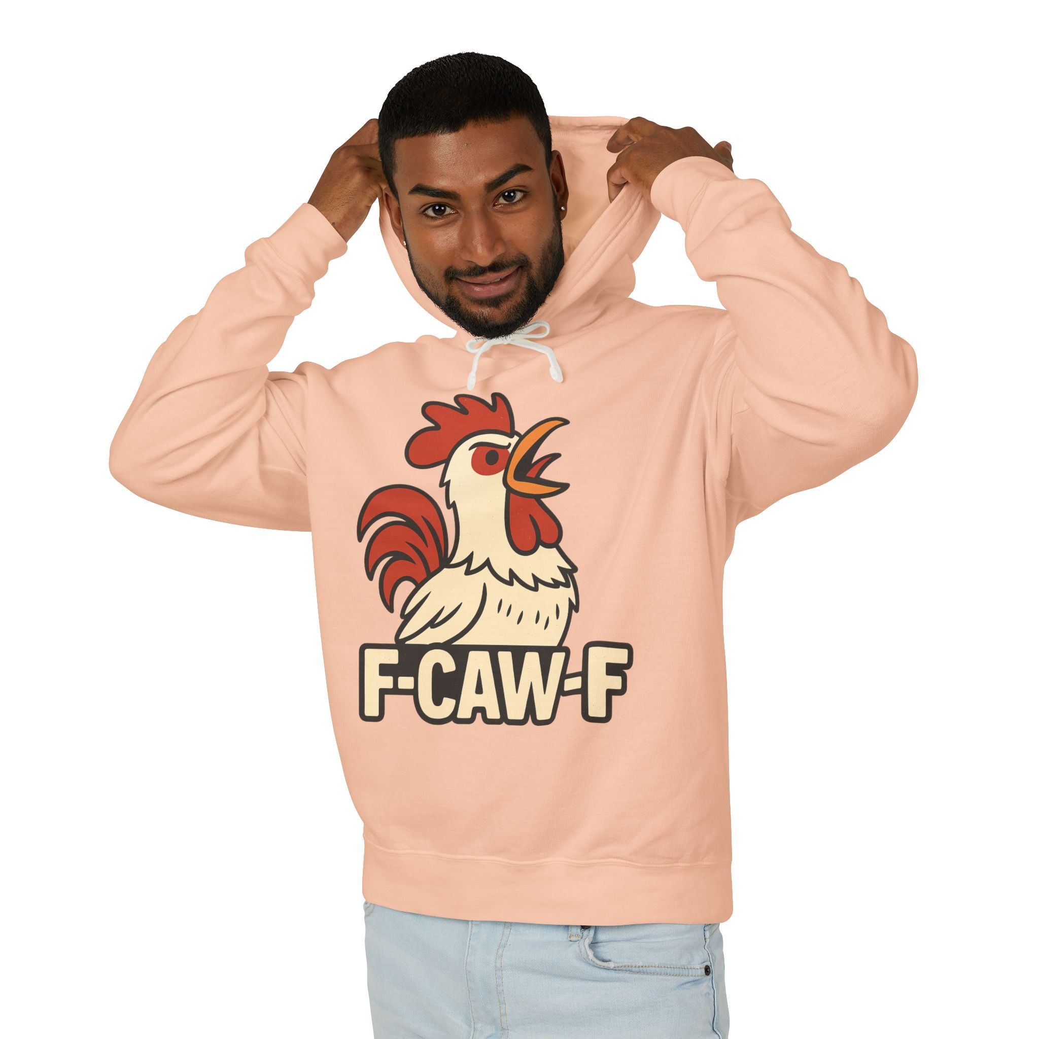 F-Caw-F Unisex Lightweight Hooded Sweatshirt, Funny Hoodie, Gift for Rooster Lovers, Humor Apparel, Casual Wear, Quirky Clothing