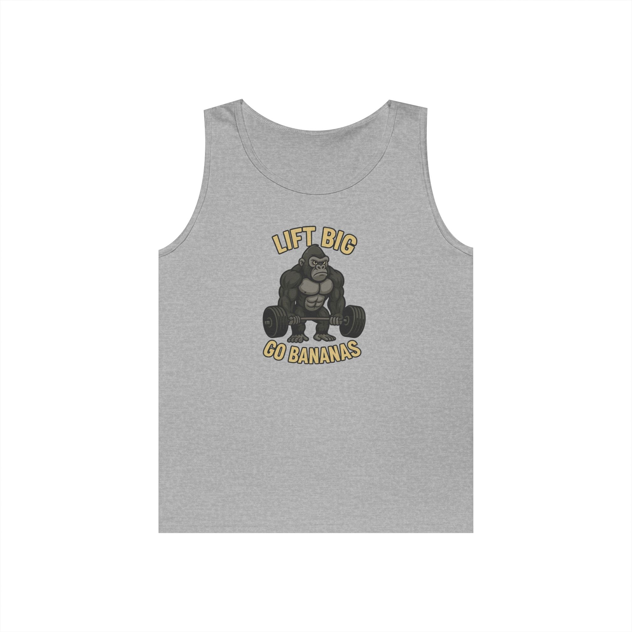 Gorilla Gym Tank Top - Lift Big, Go Bananas! Workout Apparel, Fitness Shirt, Unisex Exercise Top, Funny Gym Clothing