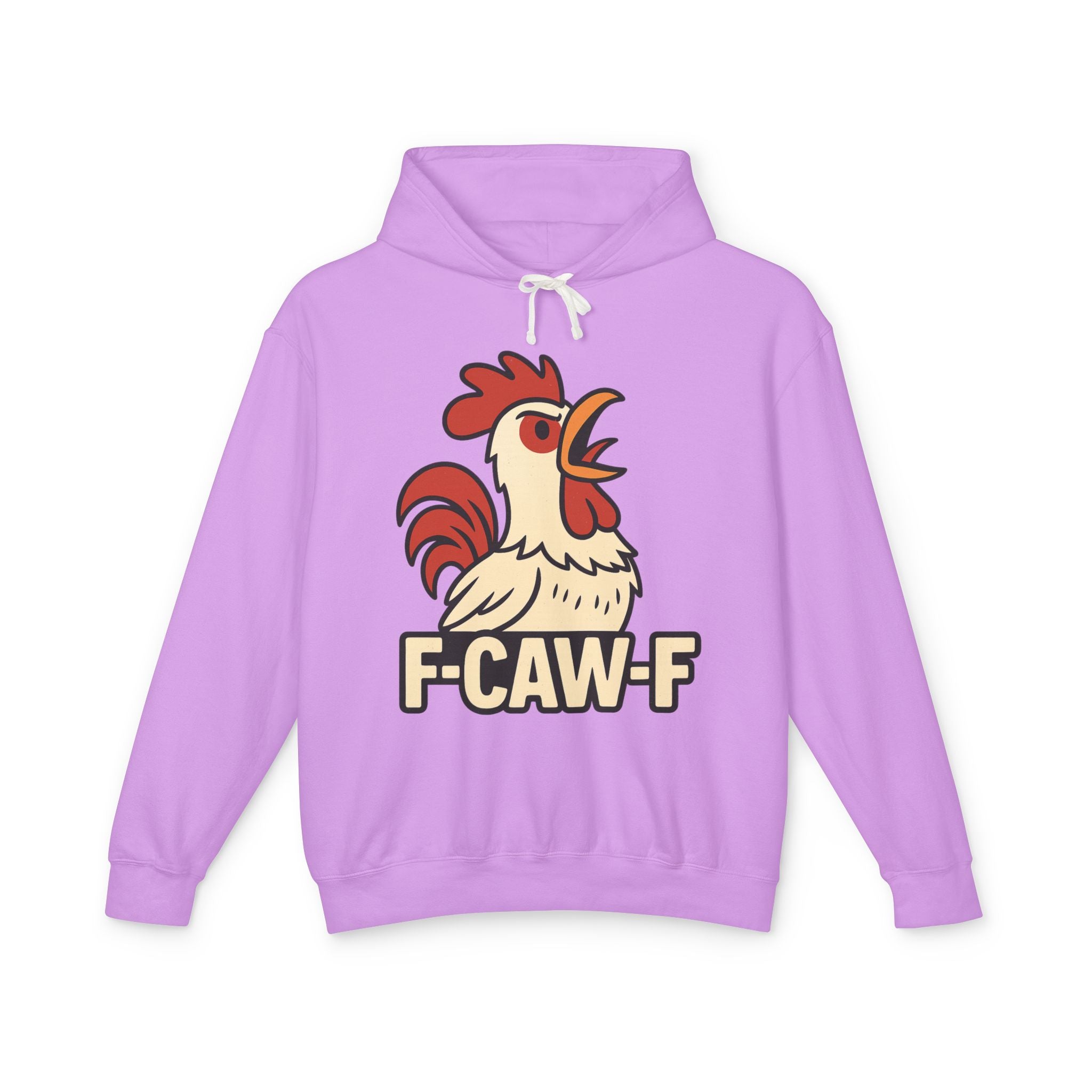 F-Caw-F Unisex Lightweight Hooded Sweatshirt, Funny Hoodie, Gift for Rooster Lovers, Humor Apparel, Casual Wear, Quirky Clothing