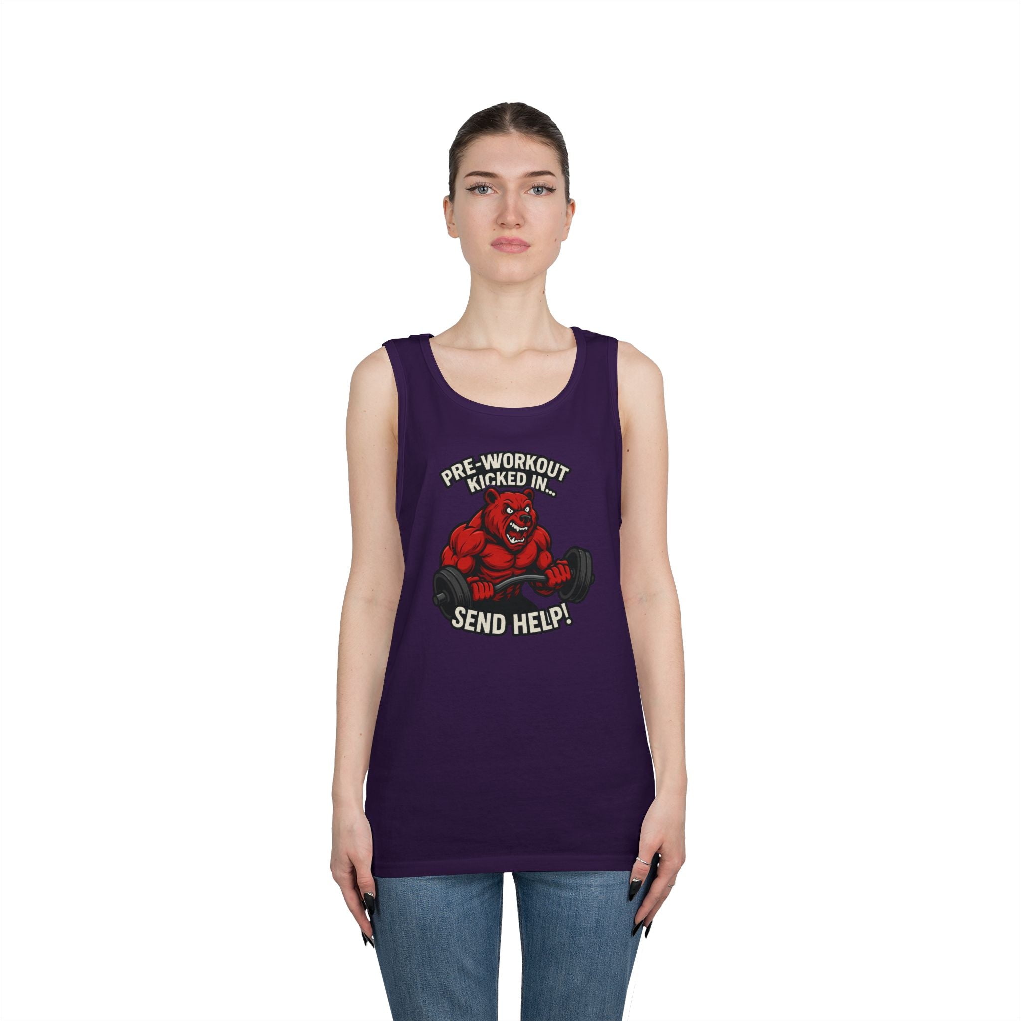 Pre-Workout Kicked In Send Help Tank Top | Fitness Gym Workout Tank