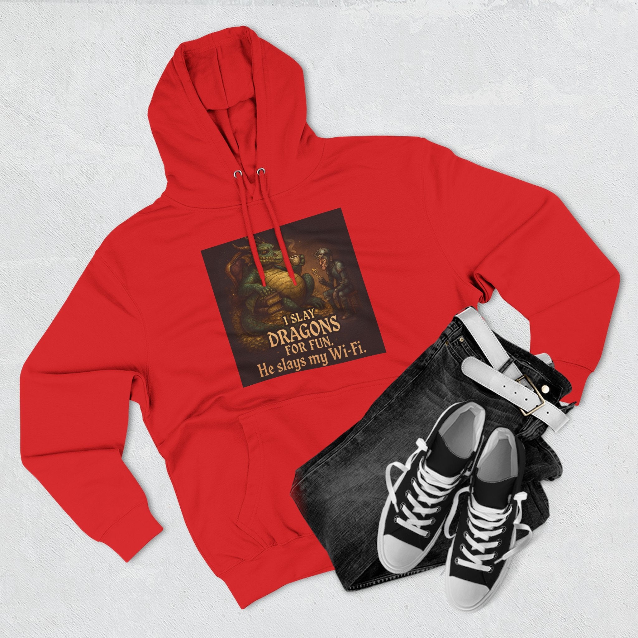 Fantasy-Themed Fleece Hoodie, Cozy Gift for Dragon Lovers, Perfect for Any Occasion, Fun Graphic Sweatshirt, Unique Apparel