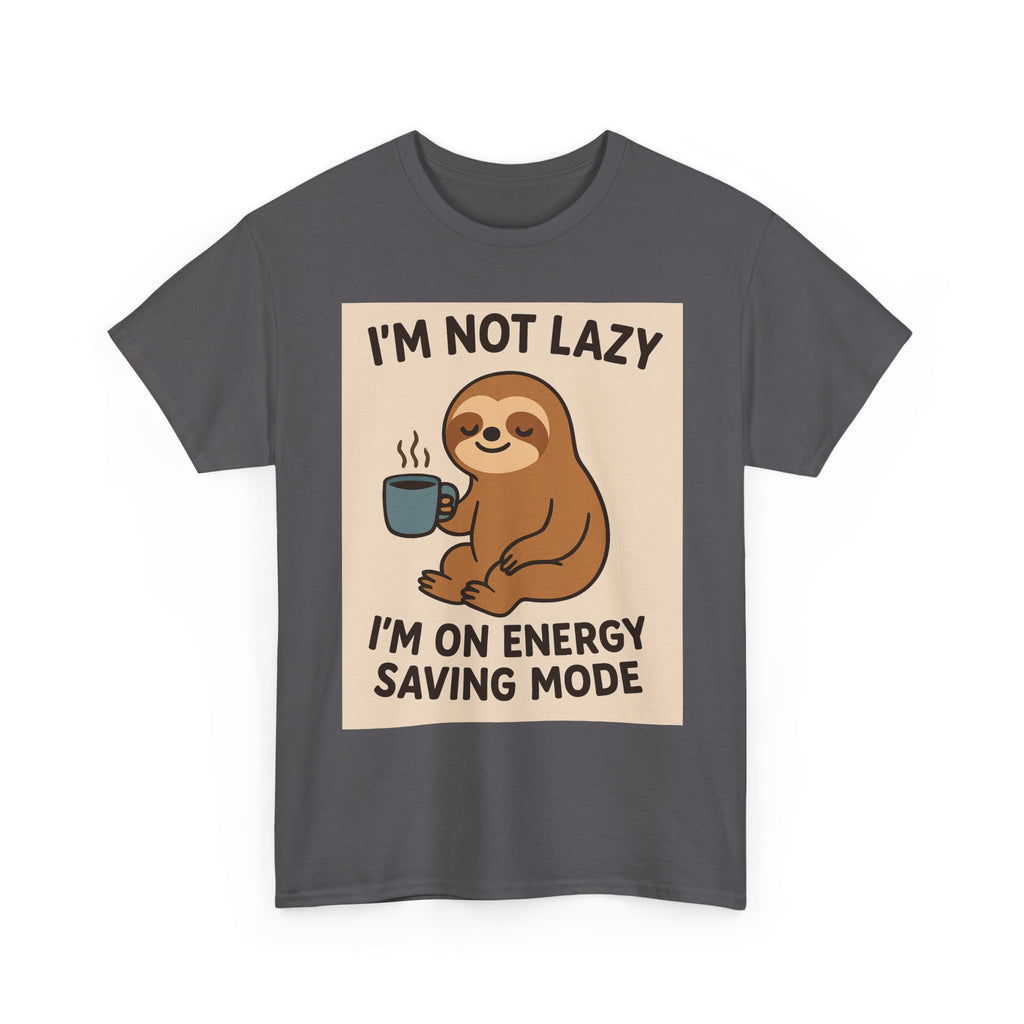 Lazy Sloth Unisex Heavy Cotton Tee | Funny Coffee Shirt, Gifts for Coffee Lovers, Relaxed T-Shirt, Cute Animal Apparel, Everyday Wear