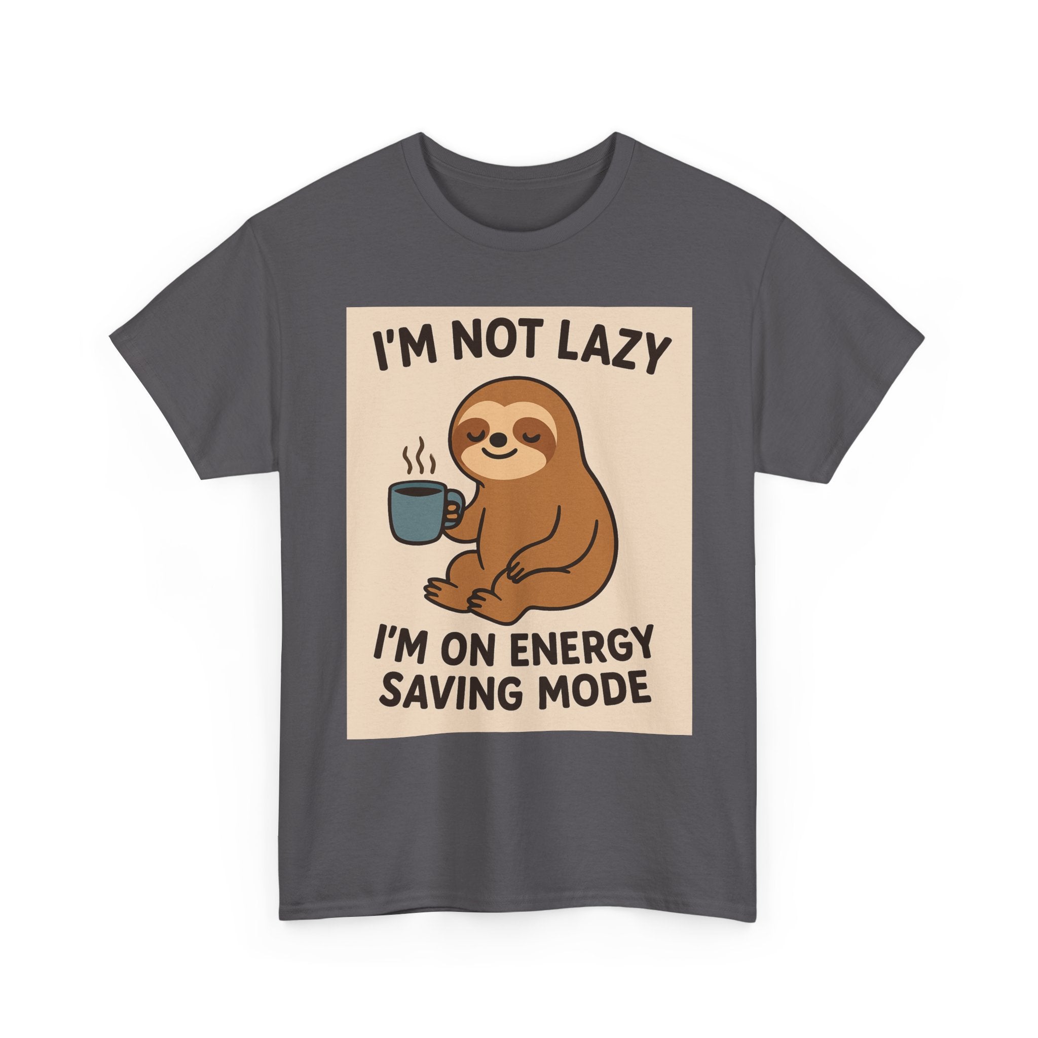 Lazy Sloth Unisex Heavy Cotton Tee | Funny Coffee Shirt, Gifts for Coffee Lovers, Relaxed T-Shirt, Cute Animal Apparel, Everyday Wear