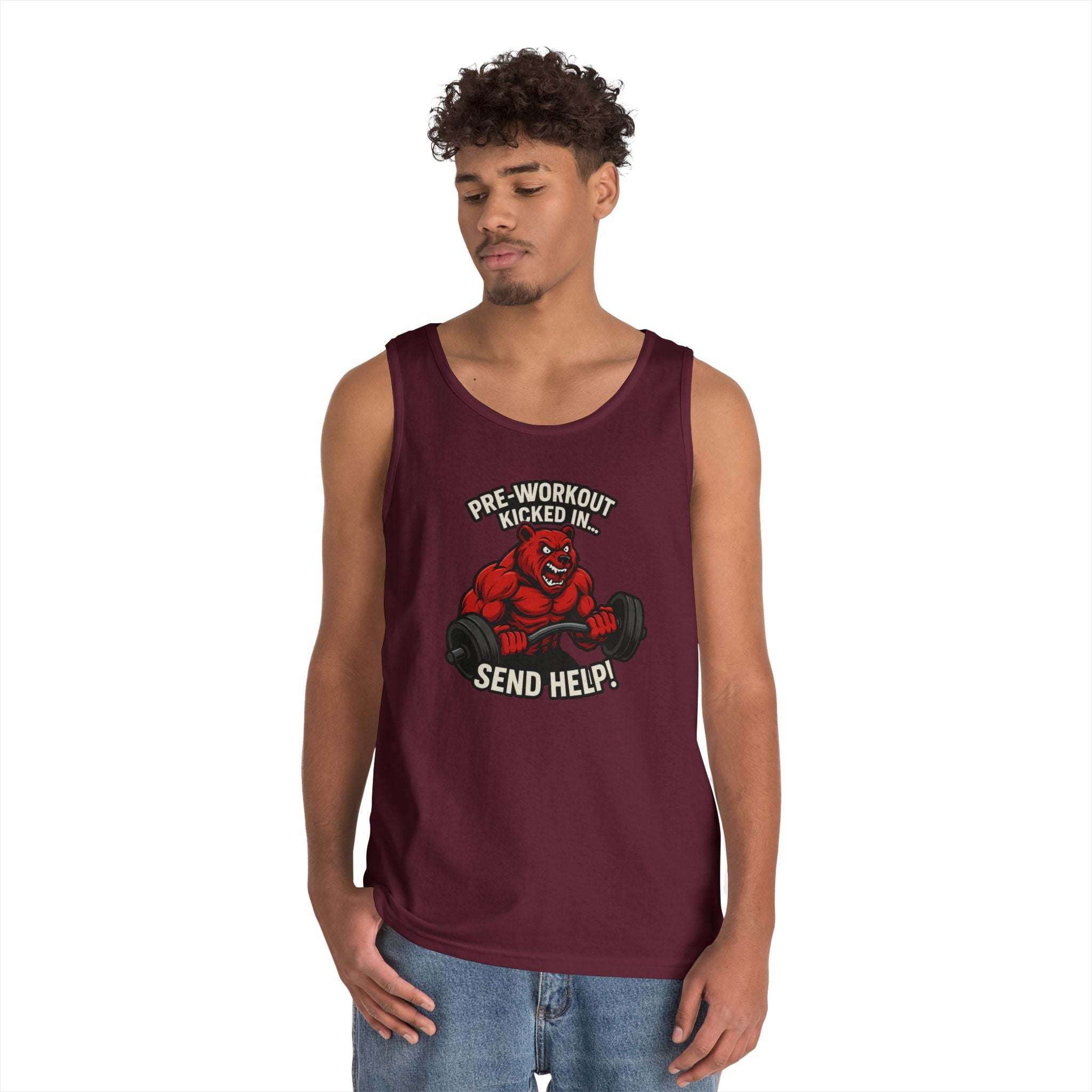 Pre-Workout Kicked In Send Help Tank Top | Fitness Gym Workout Tank