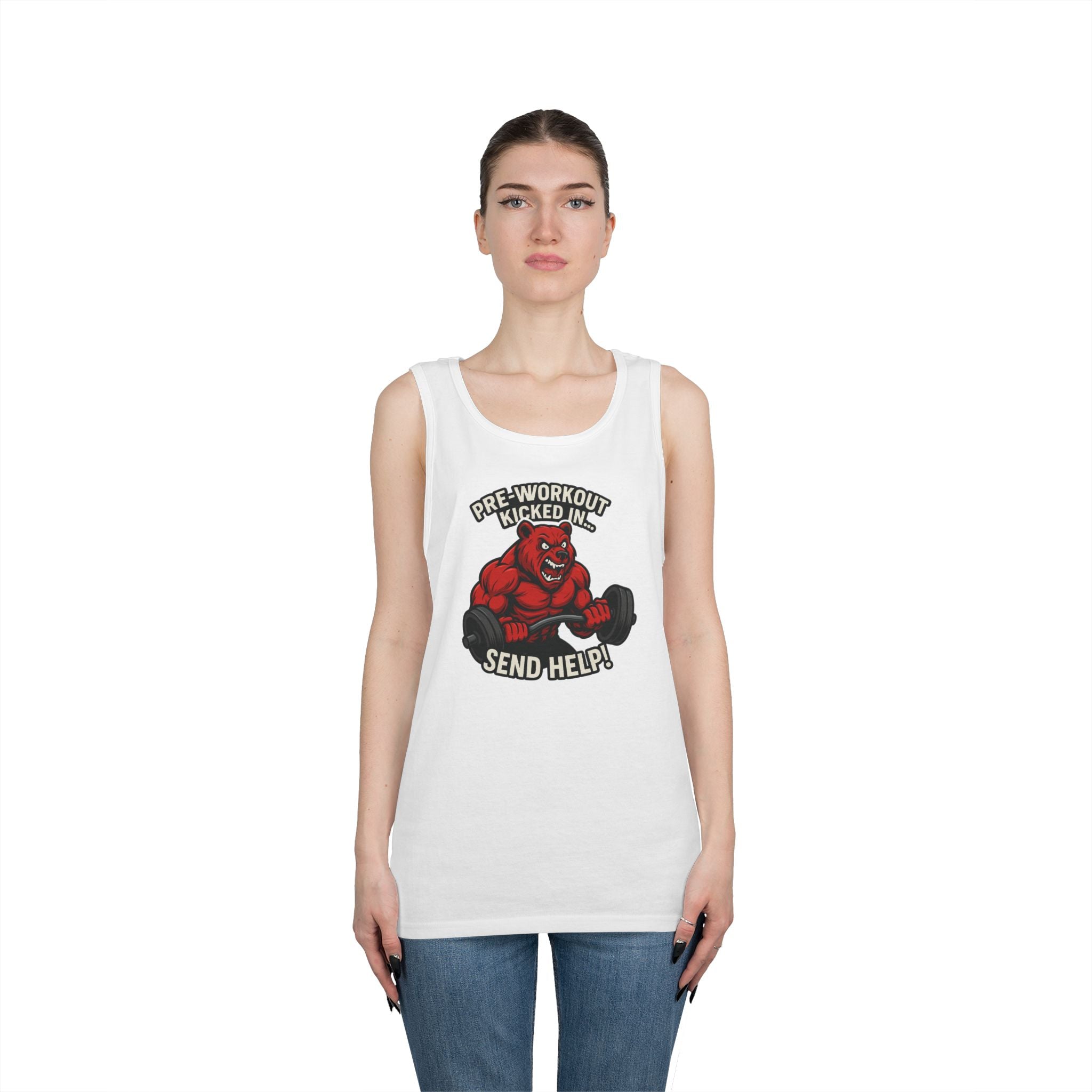Pre-Workout Kicked In Send Help Tank Top | Fitness Gym Workout Tank
