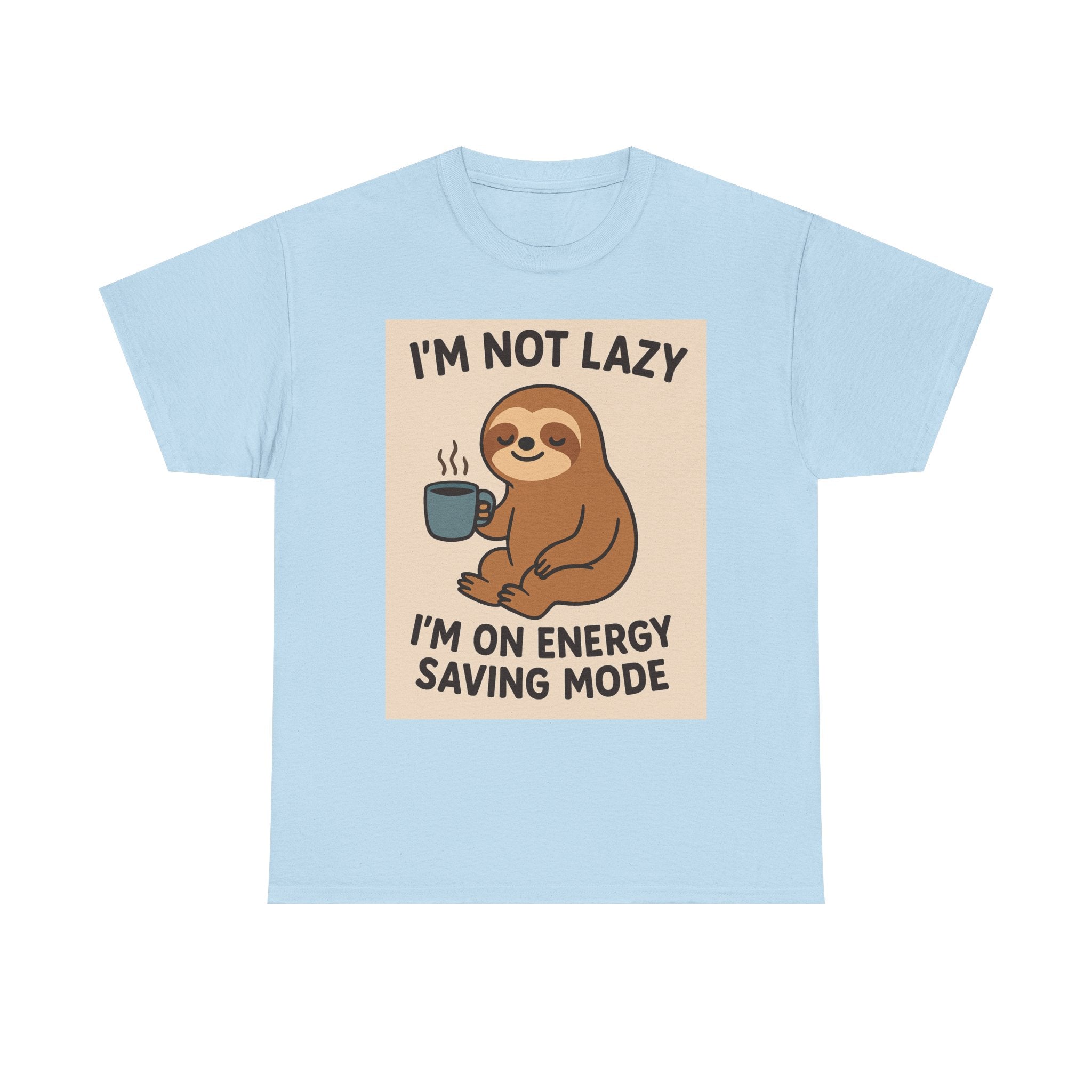 Lazy Sloth Unisex Heavy Cotton Tee | Funny Coffee Shirt, Gifts for Coffee Lovers, Relaxed T-Shirt, Cute Animal Apparel, Everyday Wear