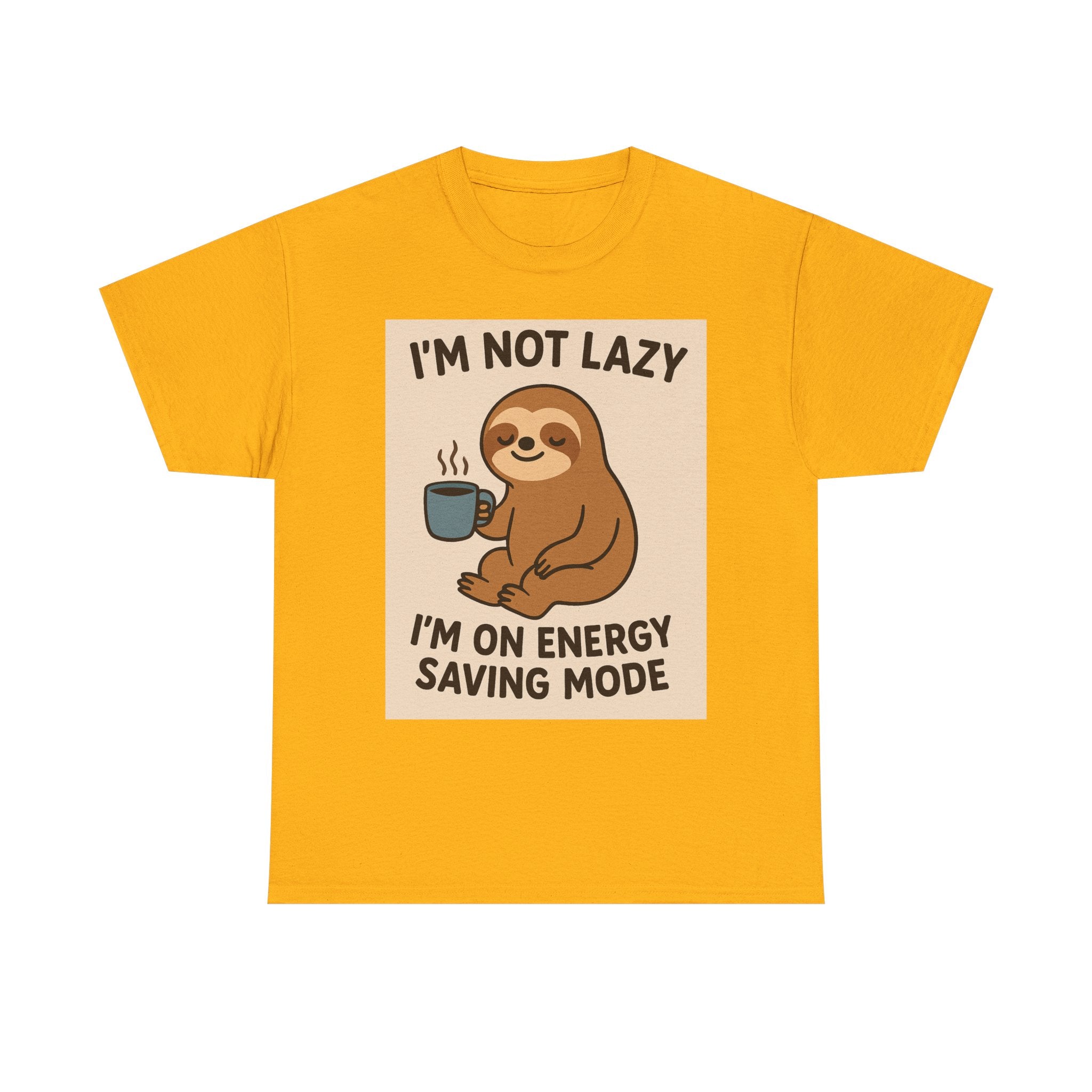 Lazy Sloth Unisex Heavy Cotton Tee | Funny Coffee Shirt, Gifts for Coffee Lovers, Relaxed T-Shirt, Cute Animal Apparel, Everyday Wear