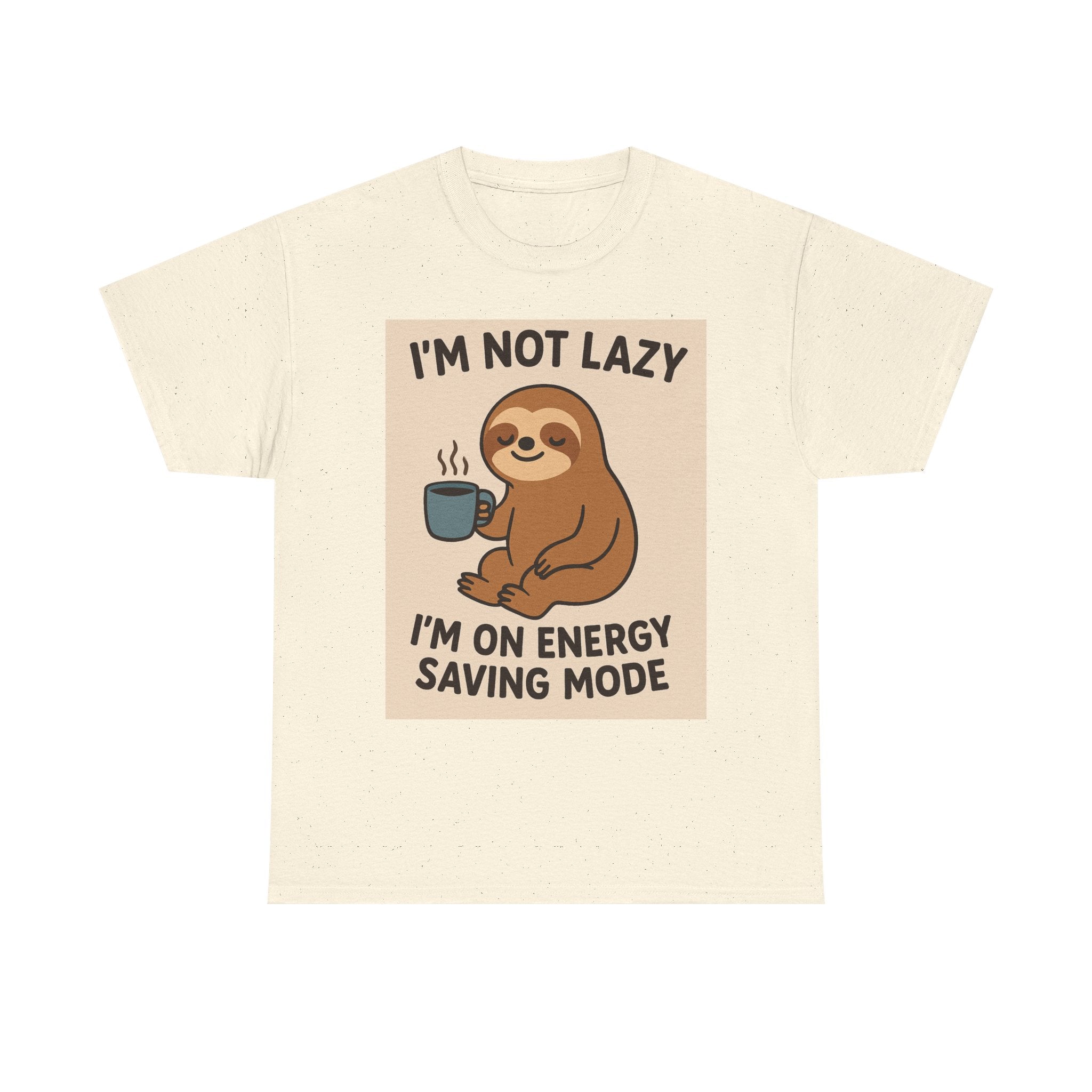 Lazy Sloth Unisex Heavy Cotton Tee | Funny Coffee Shirt, Gifts for Coffee Lovers, Relaxed T-Shirt, Cute Animal Apparel, Everyday Wear