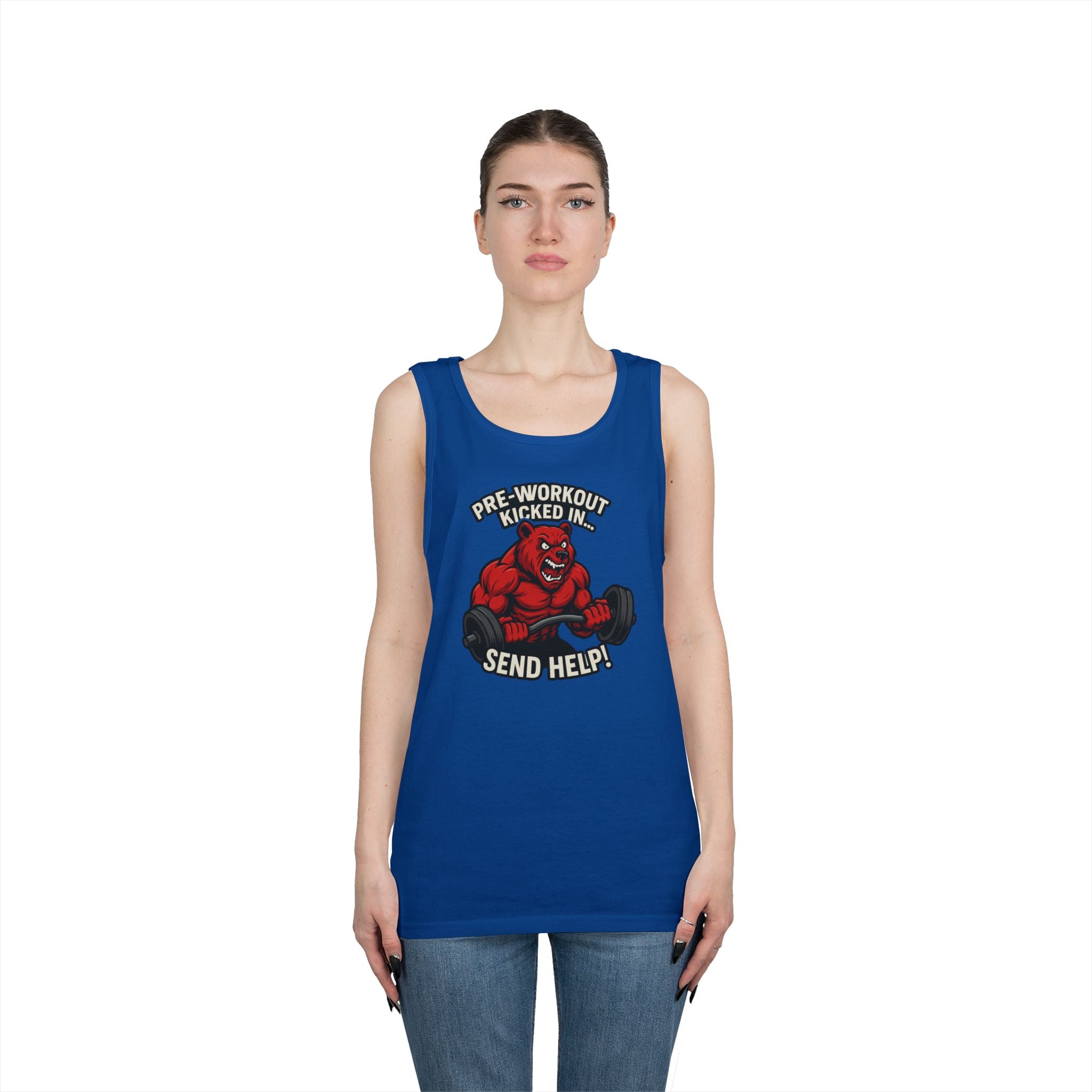 Pre-Workout Kicked In Send Help Tank Top | Fitness Gym Workout Tank