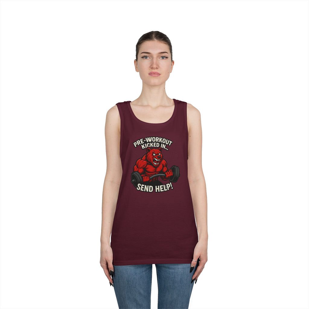 Pre-Workout Kicked In Send Help Tank Top | Fitness Gym Workout Tank