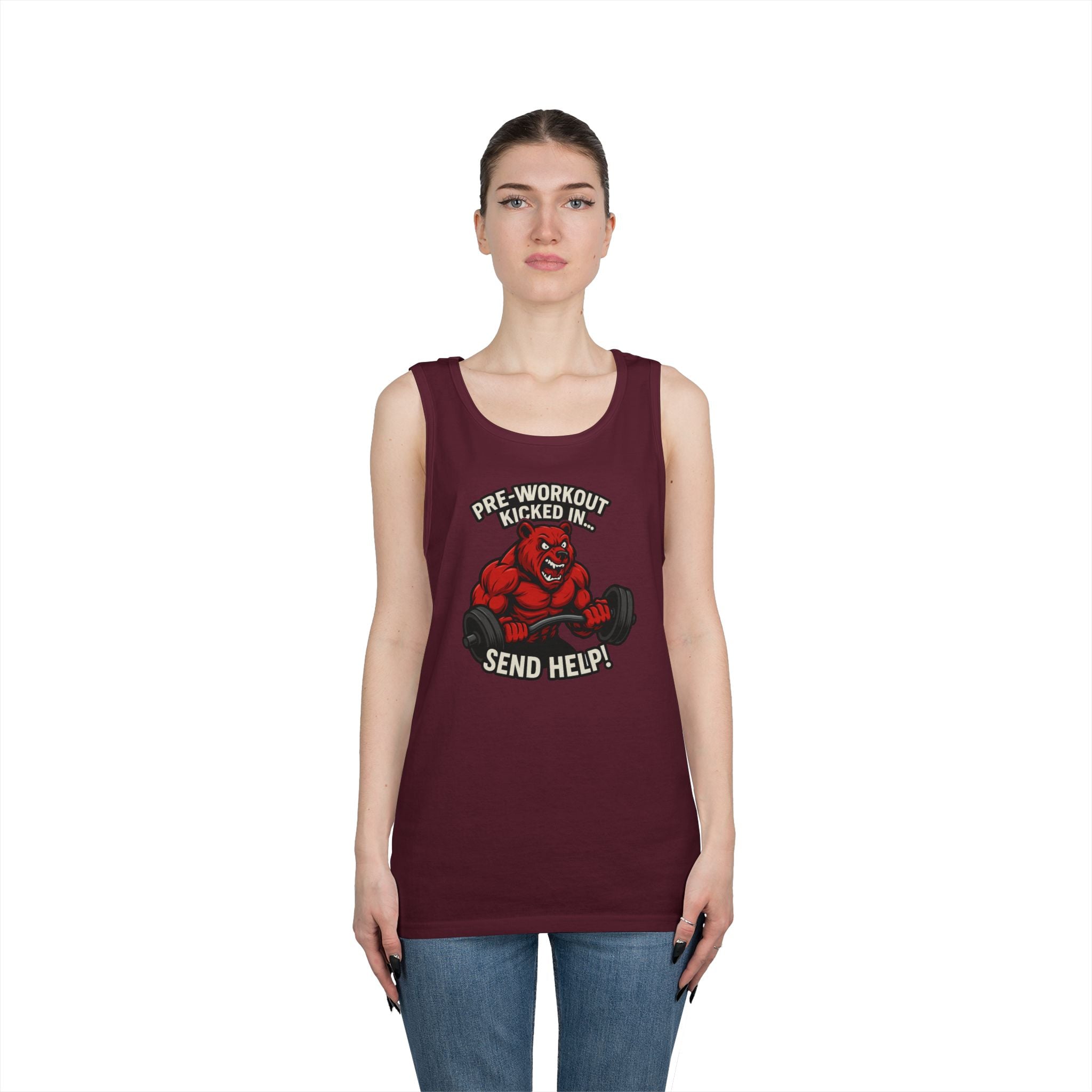 Pre-Workout Kicked In Send Help Tank Top | Fitness Gym Workout Tank