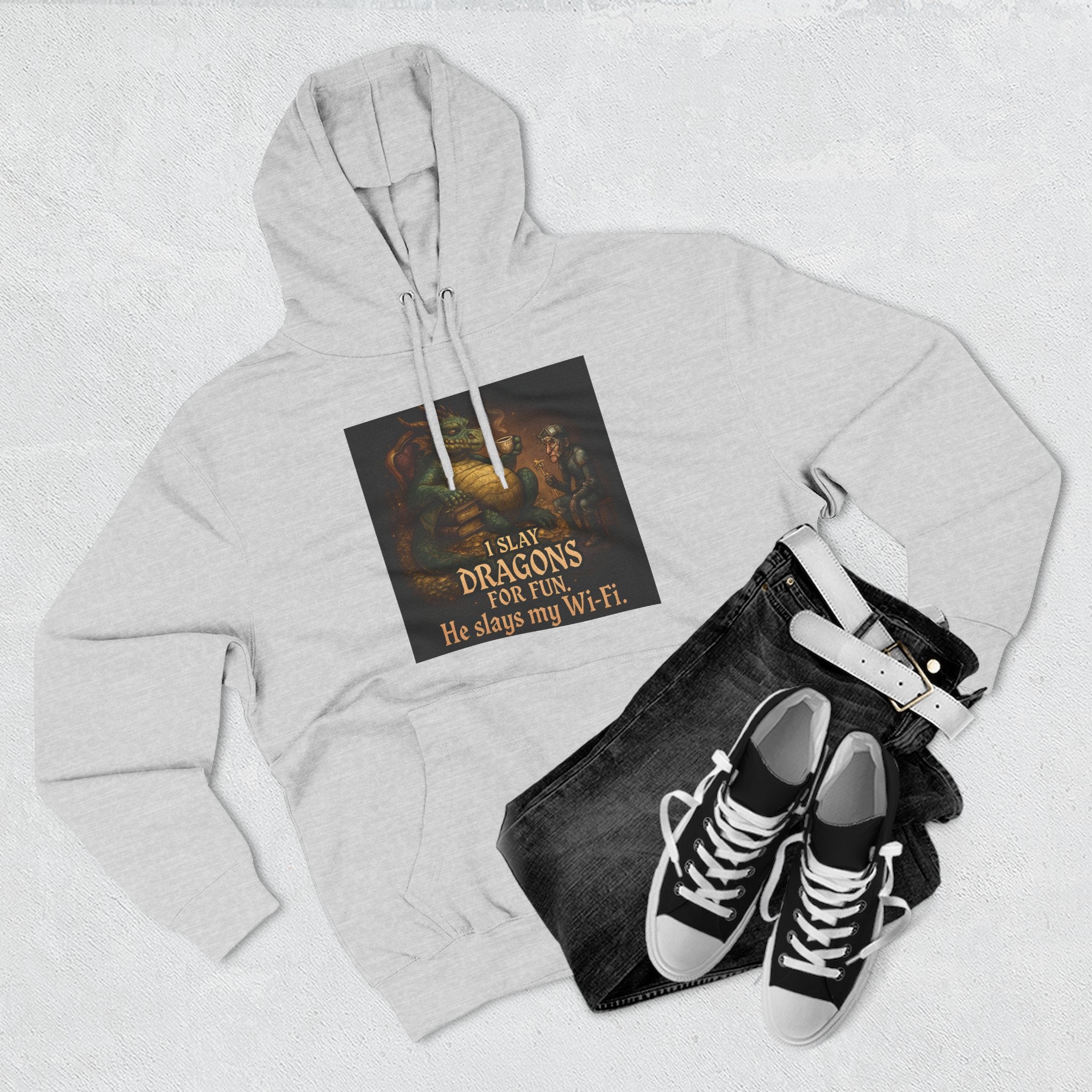 Fantasy-Themed Fleece Hoodie, Cozy Gift for Dragon Lovers, Perfect for Any Occasion, Fun Graphic Sweatshirt, Unique Apparel